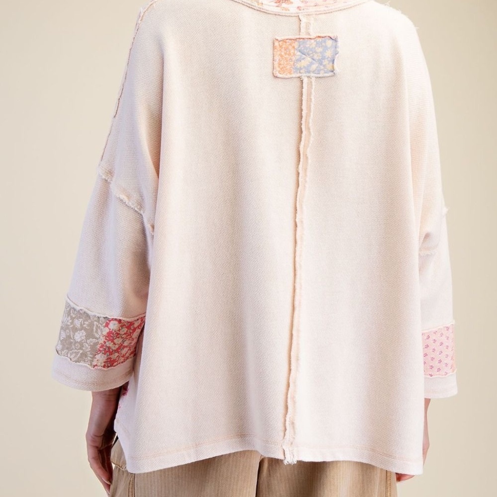 NEW EASEL PATCHWORK PRINT MIX WASHED PULLOVER FLO… - image 10